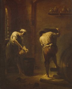 Kohtaus kellarissa, n. 1710-1715. tekijältä Giuseppe Maria Crespi