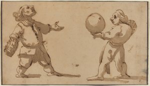 Una caricatura amb jugadors de pilota finlandès tekijältä Giuseppe Maria Mitelli
