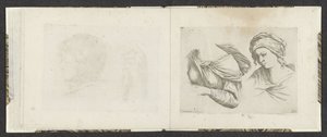 Naisen ylävartalo ja naisen rintakehä Piirustusesimerkkejä (sarjan nimi) Mitelli intaglio (sarjan nimi) tekijältä Giuseppe Maria Mitelli