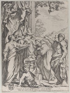 Neitsyt valtaistuimella kolmen pyhän kanssa, 1668. tekijältä Giuseppe Maria Mitelli