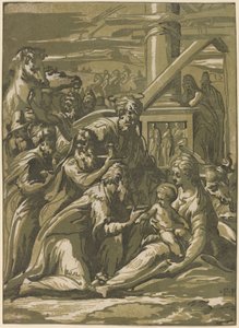 Maagien palvonta tekijältä Giuseppe Nicolo Vicentino, after Parmigianino