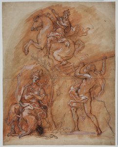 Allegoria ratsastusmonumentilla, Minerva ja Neptunus