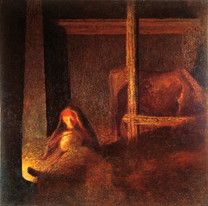 Vanha nainen navetassa tekijältä Giuseppe Pellizza da Volpedo