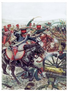 Ensimmäinen valtakunta: kenraali Pierre Margaronin (1765-1824) komentaman prikaatin hyökkäys Austerlitzin taistelussa 2.12.1815 - Ensimmäinen valtakunta: kenraali Margaronin komentaman prikaatin hyökkäys Austerlitzin taistelussa 2.12.1815 - Illustrati tekijältä Giuseppe Rava