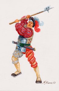 Un Lansquenet, saksalainen palkkasoturi pikemen- a Landsknecht saksalainen palkkasoturi pikemen - Kuvitus: Giuseppe Rava tekijältä Giuseppe Rava