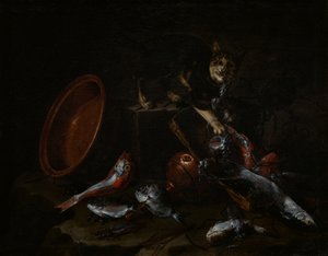 Kissa varastaa kalaa, 1660-luvun loppu.