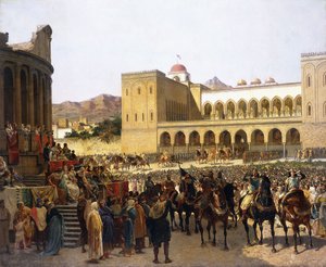 Sisilian kuninkaan Ruggero I:n uloskäynti Palazzo Realesta,