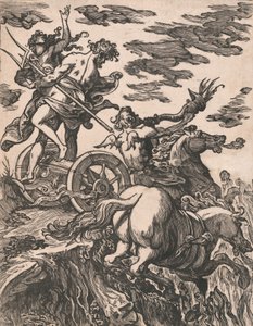 Persefonen raiskaus ja Pluto hevosen selässä oikealla, 1590-1607.