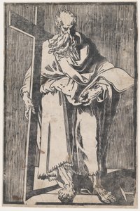 Pyhä Filippus seisoo kädessään kirjaa ja ristiä, n. 1590-1600.