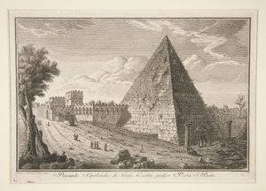 Cajo Cestion hautapyramidi, lähellä Porta S. Paoloa (Gaius Cestiuksen pyramidi) tekijältä Giuseppe Vasi