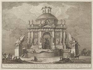 Rauhalle omistettu temppeli "Chinea"-festivaalia varten tekijältä Giuseppe Vasi after Giuseppe Palazzi