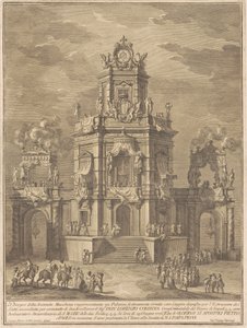 Chinean Seconda Macchina 1776: Palatsi loggialla lottoarvontaan tekijältä Giuseppe Vasi, after Giuseppe Palazzi