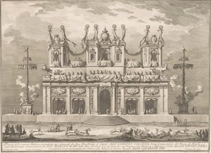 Seconda Macchina Chinealle vuodelta 1765: koristeltu rakennus Cockaigne-pylväillä
