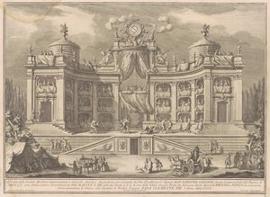 The Seconda Macchina for the Chinea 1766: Theater for the Athletic Games tekijältä Giuseppe Vasi, after Giuseppe Palazzi, after Paolo Posi