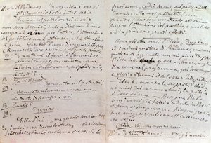 Giuseppe Verdin käsinkirjoitettu kirje Aida-librettojen kirjoittajalle Antonio Ghislanzonille