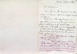 Giuseppe Verdin käsinkirjoitettu kirje Aida-librettojen kirjoittajalle Antonio Ghislanzonille tekijältä Giuseppe Verdi