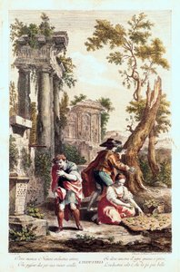 Teollisuuden allegorinen esitys. Giuseppe Zocchin (1711-1767) piirustus 1700-luvulla.