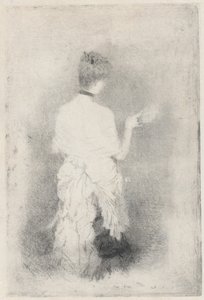 Tyylikäs nuori nainen takaa katsottuna tekijältä Giuseppe de Nittis
