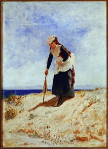 Nainen hiekalla (öljy kankaalle tekijältä Giuseppe or Joseph de Nittis