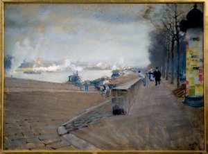 La Seine Pariisissa. Giuseppe Nittiksen (1846-1884) maalaus tekijältä Giuseppe or Joseph de Nittis