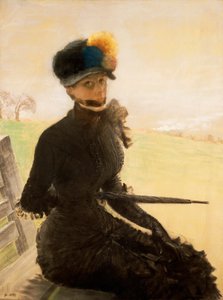 La femme aux pompoms (Naiset pompon kanssa), n. 1879 (pastelli kankaalle) tekijältä Giuseppe or Joseph de Nittis