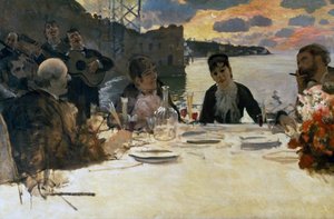 Lounas Posillipossa, n. 1879 (öljy kankaalle) tekijältä Giuseppe or Joseph de Nittis