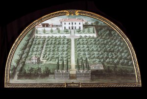 Näkymä Villa di Marignollesta Firenzen lähellä, Italiassa (Tempera