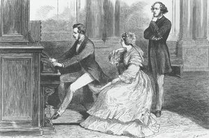 Saksin prinssi Albert soittamassa kuningatar Victorian ja Felix Mendelssohn Bartholdyn (1809-1847) edessä, Kaiverrus