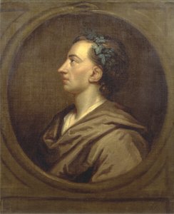 Alexander Pope (1688-1744) -profiili, kruunattu muratilla (öljy kankaalle) tekijältä Godfrey (studio of) Kneller