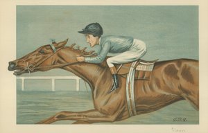 Tod Sloan, Amerikkalainen jockey, 25. toukokuuta 1899, Vanity Fair -sarjakuva tekijältä Godfrey Douglas Giles