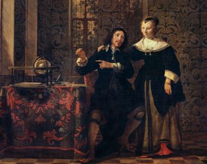 Tähtitieteilijä ja hänen vaimonsa, maalaus Gonzales Coques (1614 ca-1684), öljytaulu, 405x505 cm