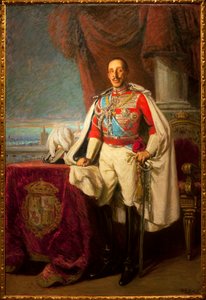 Espanjalainen Alfonso XIII - Alfonse XIII:n muotokuva - Gonzalo Bilbao Martinezin (1860-1938) maalaus, öljy kankaalle