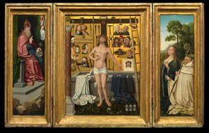 Antonius Tsgrootenin triptyykki (öljy levylle) tekijältä Goossen van der (1465 c.1538) Weyden