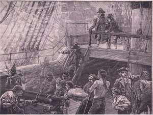 Amiraali Rodney pommittaa Le Havrea vuonna 1759 tekijältä Gordon Frederick Browne