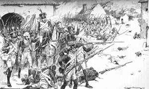 Kolumni pylvään perään pakotti tiensä kylään, vain syrjäytettäväksi takaisin, 1896, 1902 tekijältä Gordon Frederick Browne