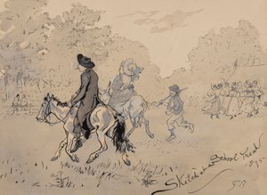 Sketch at a School Treat, 1895 (kynä, sivellin, muste ja wc paperilla) tekijältä Gordon Frederick Browne