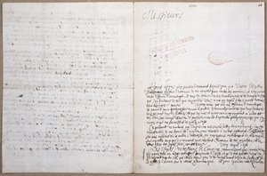 Ensimmäinen sivu kirjeestä, jonka Leibniz kirjoitti hänen pääsystään Academie des Sciences -akatemiaan Pariisissa, 8. helmikuuta 1700 tekijältä Gottfried Wilhelm Leibniz