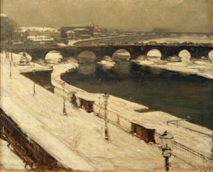 Elbe und Augustusbrücke im Winter