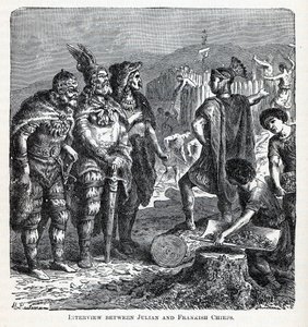 Julianuksen ja Frankish Chiefsin haastattelu, 1882 tekijältä Gottlob Heinrich Leutemann