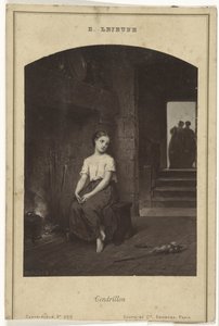 Valokuvakopio Eugène Joseph Lejeunen Cinderella-maalauksesta Cendrillon (otsikko esineessä) tekijältä Goupil and Cie.