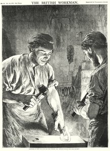 Kiilan ohueen päähän pääseminen tai "Lyö, kun rauta on kuumaa" (kaiverrus) tekijältä Gourlay Steel