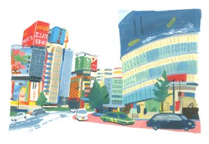 Shinjuku 2, 2015 (öljy paperille)