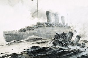 Queen Mary törmää saattoalukseensa Curacoaan ja upottaa aluksen.
