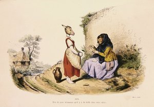 "Pöllö kertoo aasin onnen", karikatyyri Les Metamorphoses du Jour -sarjasta, uusintapainos vuonna 1854 (värillinen kaiverrus) tekijältä Grandville