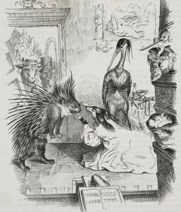 Koira ja piikki, Jean-Jacques Grandvillen (1803-1847) karikatyyri, Giovanni Marianin litografia Poliorama Pittorescosta, n:o 38, 30. huhtikuuta tekijältä Grandville