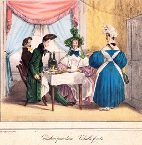 Ravintoloitsijan elävä kortti: 1831-32 (litografia). tekijältä Grandville