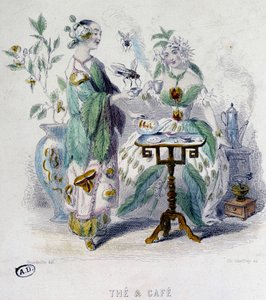 Allegoria "" Tea ja kahvi"", kirjoittanut Grandville, sd. 1800-luvulla tekijältä Grandville