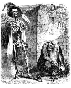 La Mort et le bucheron: fable de La Fontaine illustree by Grandville.