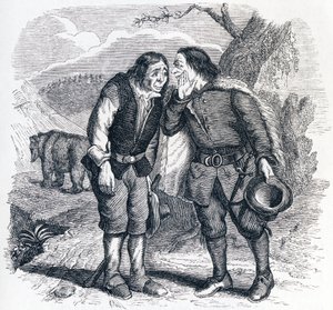 Karhu ja kaksi ystävää - La Fontainen Fables tekijältä Grandville