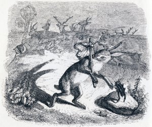 Jäniksen korvat - La Fontainen sadut - Fables by La Fontaine tekijältä Grandville